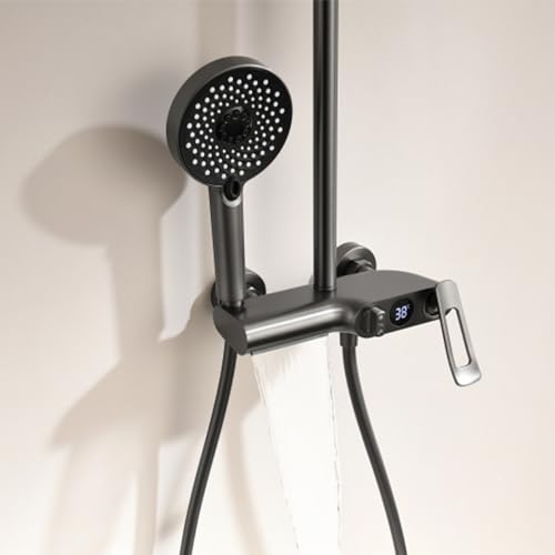 Robinets de douche avec pommeau et douche à main système eau chaude froide LED