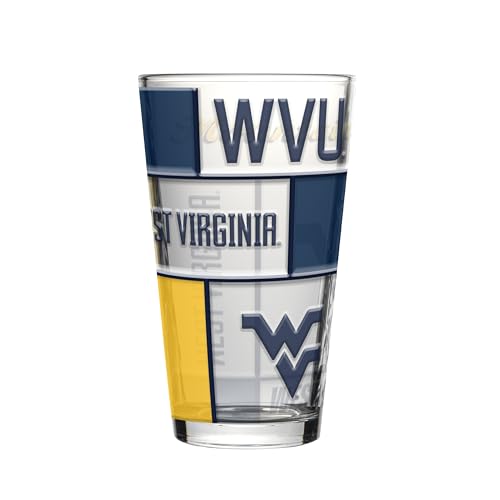 Image of Logo Brands NCAA oz Stained Glass Pint Glass - 3D Embossed Logo & Bold Team Colors - Durable Sports Fan Beer Glass for Home, Bar & Tailgates
