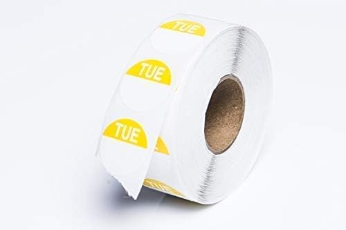 Food Hygiene Labels Food Label Day Dots Tuesday (Yellow) - 1 Roll - 1000 Stickers - Peelable Adhesive