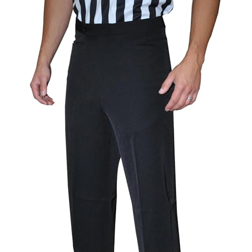 Smitty | BKS-290 | Tapered FIT 4-Way Stretch Flat Front Referee Pants w/Slash Pockets Black Wrestling Basketball Officials (33)