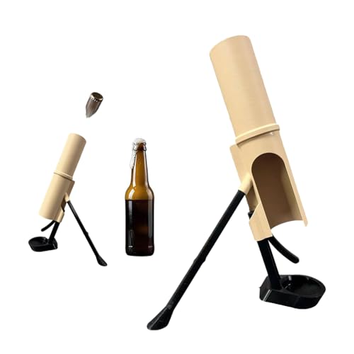 Mortar Beer Bottle Opener, 51mm Beer Bottle Mortar Opener Cap Ejector, Home Bar Party Man Cave Decor, Hands-Free Tactical Gadget for Men Military Enthusiasts Veterans