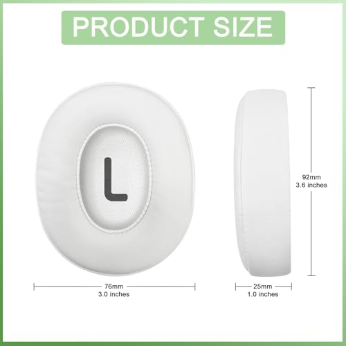 hopopower Replacement Ear Pads for JBL Tune 700(700BT)/ 710(710BT)/ 720(720BT)/ 750(750BT,750BTNC)/ 760(760NC)/ 770(770NC) Wireless Over-Ear Headphones, JBL Earpad Ear Cushions Ear Cups Cover (White) by hopopower - Used condition - Image 2
