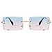 ADE WU Vintage Rimless Sunglasses for Women Men Fashion Frameless Colored Rectangle Sunglasses Blue Pink Tinted Lense