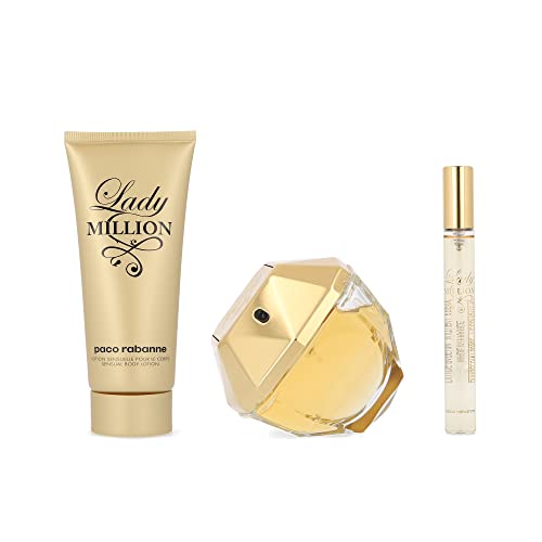 Paco Rabanne Lady Million 80ml EDP Spray + 100ml Body Lotion + 10ml Mini
