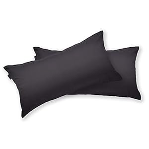 BRIELLE 2er Set 100% Baumwolle Kissenbezug 40 x 80 cm, Dunkelgrau – Renforcé, Kopfkissenbezug mit verdecktem Reißverschluss Kissenbezüge