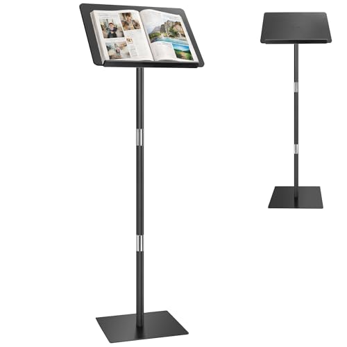 koretech Podium Stand, Lecterns & Podiums, Acrylic Adjustable Angles with Metal Base, Podium for Church, Weddings, Classroom, Speech, 16.2" L x 12.2" W x 47" H (Black) by koretech - Used condition - US$36.79