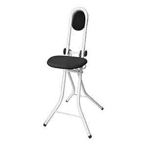 WENKO Stehstuhl Secura, höhenverstellbare Sitz- und Stehhilfe mit schwarzem Sitzkissen & Rückenkissen aus 100…