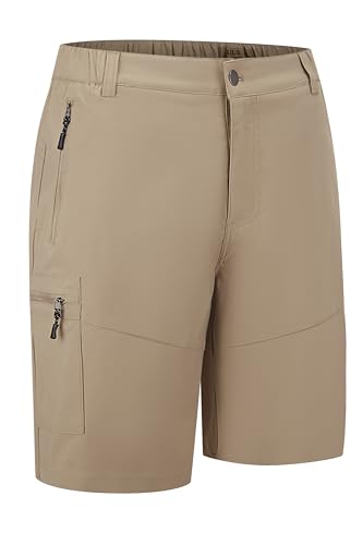 Men's Hiking Cargo Shorts Lightweight Outdoor Work Travel Golf Camping Casual with 5 Zipper Pockets (Khaki 2# XL)