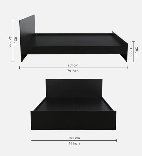 Image of Mintwud Pepperfry Solid Engineered Wood Persia King Size Bed Without Storage | Space Saving Wooden Palang Furniture | Suitable for Living Room, Bedroom, Hotel (Wenge Finish)