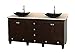 Wyndham Collection 72" Traditional Double Bathroom Vanity with Ivory Marble Countertop and Arista Black Granite Sinks - Espresso