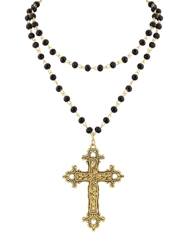 Sacina Layered Gold-tone Cross Y2k Necklace Gothic Emo Grunge Necklace Goth Jewelry Halloween Christmas Jewelry Gift For Women