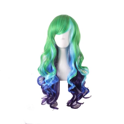 Perruque de cosplay bouclée longue de 70cm en fiber synthétique rose pastel pour déguisement