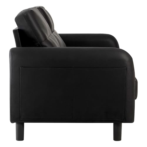 Chebinsiti 3 Seater Sofa, Modern Faux Leather Sofa Couch Upholstered Sofa Settee Large Sofas for Living Room, Guest Room, Bedroom, Office, Black - Image 5