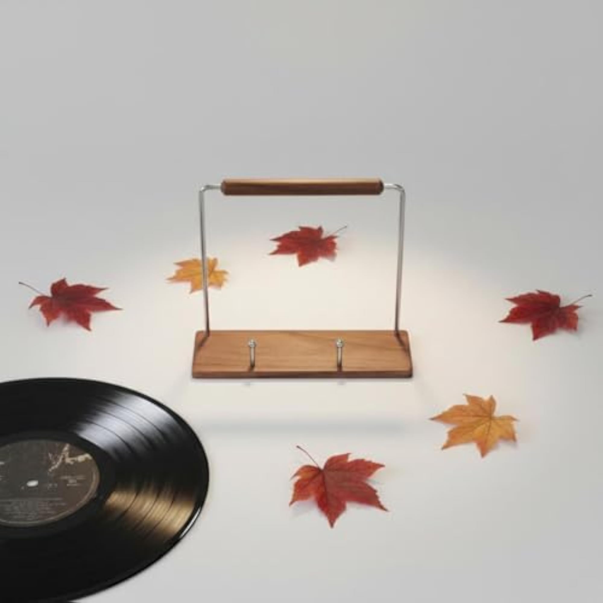 Vinyl Album Stand Solid Wood Holder, Walnut Finish