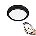 Produktbild EGLO connect.z Smart-Home LED Bad-Deckenlampe Fueva-Z, Ø 21 cm, ZigBee, App und Sprachsteuerung Alexa, Lichtfarbe (warmweiß-kaltweiß), dimmbar, Metall Aufbauleuchte schwarz, IP44
