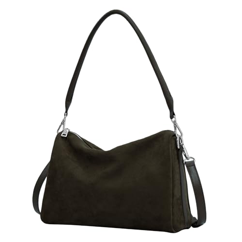 Image of Suede Tote Bags for Women, Suede Purse Handbag Vintage Slouchy Hobo Shoulder Crossbody Bag