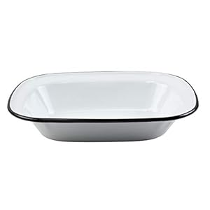 Treasure Gurus White Enamel Food Sides Serving Dish Oven Tin Plate Kitchen Tray Farmhouse Decor