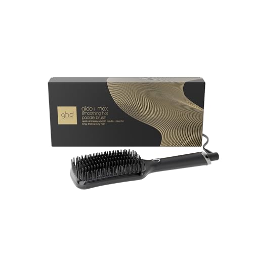 ghd glide+ Max, Spazzola Lisciante per Capelli Lunghi, Spessi e Ricci, Nera | 57% di luminosità in più, Zero Danni da Calore Estremo, Tecnologia di Riscaldamento in Ceramica e Ionizzatore Anti Crespo
