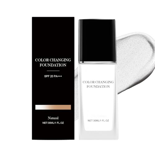 Base de maquillaje que cambia de color, base hidratante, duradera e hidratante, base transparente y ligera con adherencia perfecta para todos los tonos de piel (natural)