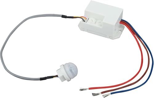 Mini Détecteur de Mouvement Infrarouge Encastré 230V, Automatique Commutateur Capteur pour Installation Intérieure, avec Mini Capteur Crépusculaire...