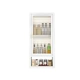 YYBHKHBY Pensile Cucina Sospeso Senza Foro - Mobiletto a Parete in Metallo con Ante a Persiana per Spezie e Bagno, Salvaspazio Regolabile,Bianca,30x14x70cm