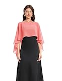 Baoqiya - Capa corta de gasa para mujer, suave, para vestido de noche, dama de honor, boda, Coral, Talla única