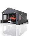 GarveeLife 12x20 FT Carport, Heavy-Duty Portable Garage with 200G Canopy Top and 200G Sidewalls, with Sandbags and Ground Stakes for Outdoor Shelter, for for All Kinds of Vehicles, Grey
