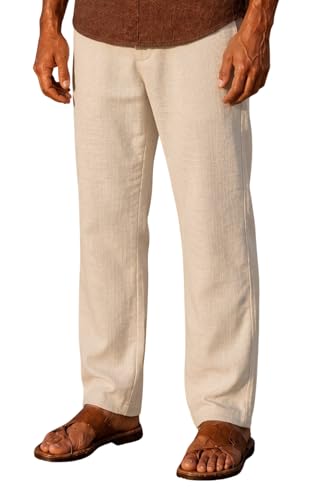 Image of Louis Philippe Men's Regular Straight Fit 100% Cotton Solid Elasticated Dobby Casual Trousers