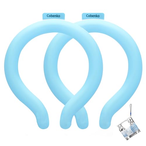 Neck Cooling Tube with Cold Insulated Bag Neck Cooler Wraps Reusable 18/64 Ice Neck Ring Wearable Body Cooling Products for Summer (Blue*2)