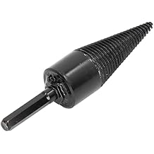 Firewood Drill Bit Wood Log Splitter Drill Bit Firewood Drill Bit Log Splitter Carbon Steel Cone Hex Shank Drilling Tool Black 50mm