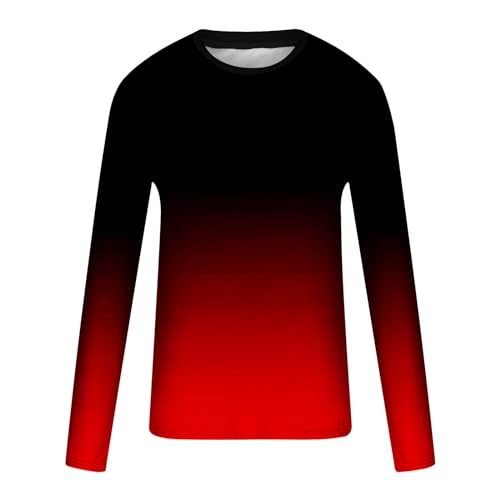 Generic Camisetas masculinas com estampa gradiente para homem, manga comprida, gola canoa, outono, v