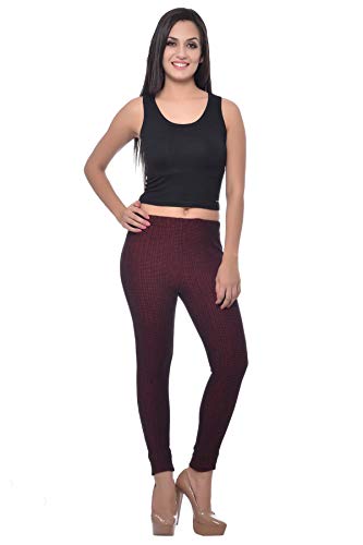 Image of Frenchtrendz Women's Cotton Spandex Jacquard Stretchable Slim Fit Jegging with Back Pockets