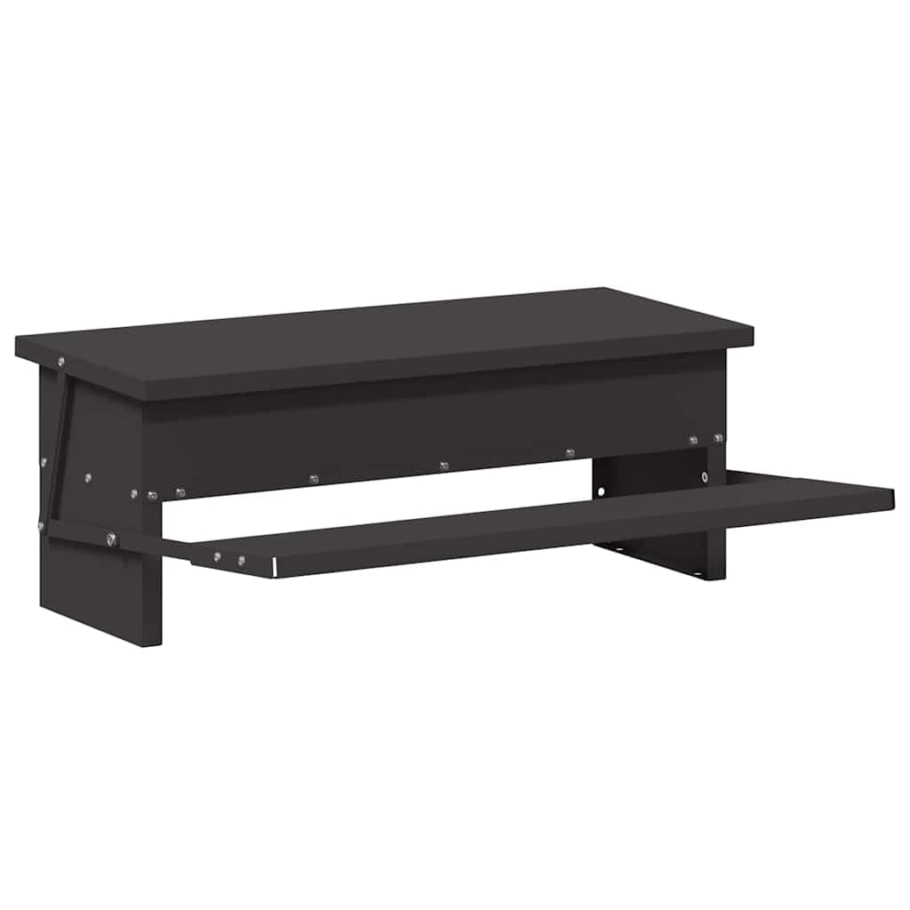 Comedero para gallinas de acero laminado en frío, negro, 48,5 x 39,5 x 19 cm, resistente, resistente a la intemperie, para interior y exterior, distribución automática de alimentos, diseño