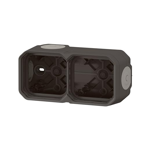 LEGRAND, Plexo New Feuchtraum Aufputzdose 2-fach, Aufputzgehäuse, 3 Membranen, 1 Kabelzugang, horizontal und vertikal installierbar, Farbe: Anthrazit, 069602L