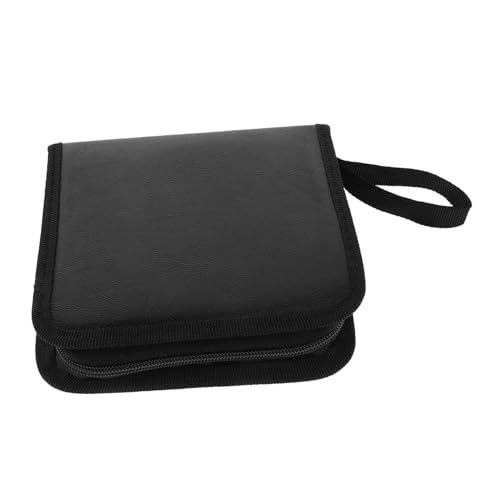 SOIMISS bolsa de almacenamiento de Organizador de bolsa porta cajas de almacenamiento de casetes de audio paquete de organizador de almacenamiento de joya casos PU Black
