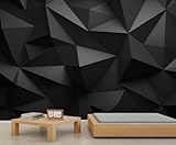 Black Geometri Mural Wallpaper, Modern Art Wall Murals, 3D Shape Mural Decor for Living Room Bedroom Dining Room - 151' x 105' (Not Peel n' Stick)