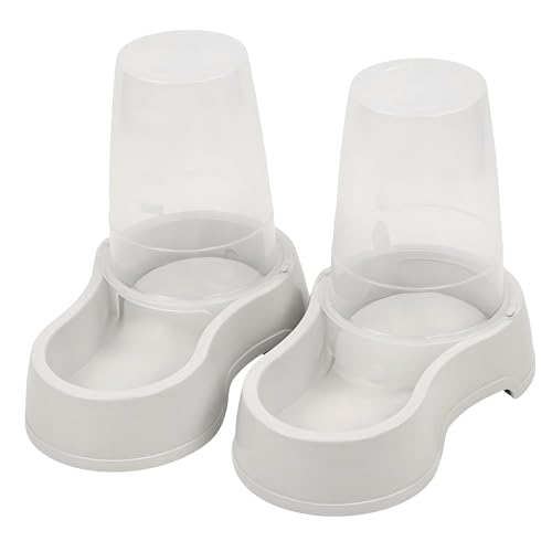 DIVCHI Pet Food & Water Dispenser Dual Feeding Station for Cats & Small Dogs | Transparent Plastic Easy to Clean Spill-Resistant Portable Design (Cream)