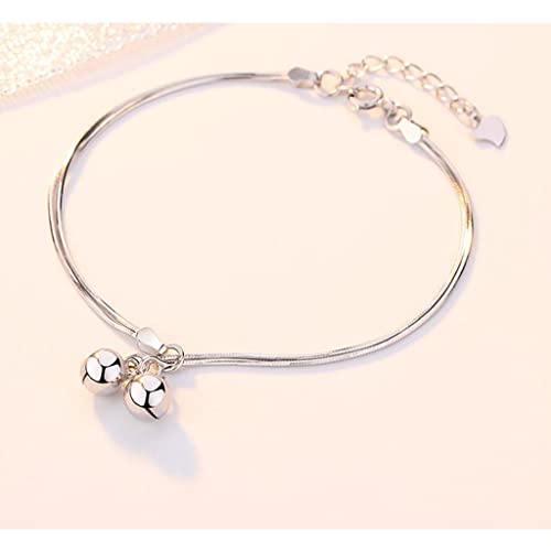 Tobillera de plata con campanas de estilo antiguo para mujeres 4