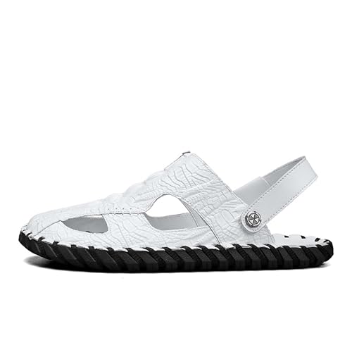 Hand sewn genuine leather breathable beach sandals for summer, lightweight casual slippers