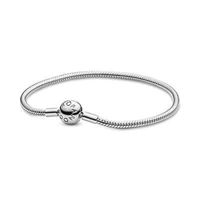 Pandora Icons Pulsera con cadena de serpiente de plata con cierre redondo 18