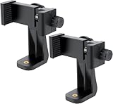 Dual-Mount Smartphone Tripod Adapter Set – Vertical & Horizontal Phone Holder with 1/4” Screw, Adjustable Clip for iPhone & Android, Tripods, Ring Lights & Selfie Sticks (2-Pack)