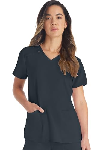 Dickies EDS Essentials Scrubs, V-Neck Womens Tops with Four-Way Stretch and Moisture Wicking Plus Size DK615, 5XL, Pewter - image 1