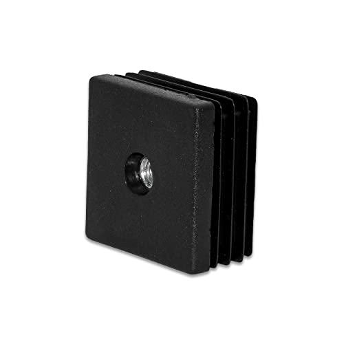 Image of Flyshop Black M8 Threaded Plastic Plugs Square Tube End Caps Tubing Plugs Inserts Furniture Glider 50 mm x 50 mm 4 Pcs