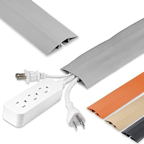 Cordinate 6 ft Cord Cover Floor, Cord Protector, Cord Management, Cord Concealer, Cable Hider and Cable Raceway, Extension Cord Cover, Gray, 47348