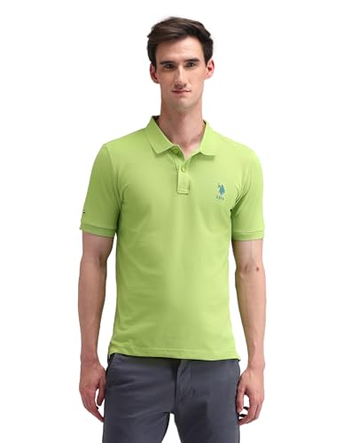 Image of U.S. Polo Assn. Men's Solid Polo Collar Half Sleeve Casual Cotton Slim Fit T-Shirts