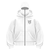 Sudadera con capucha Balaclava Zip estampada 'Faith Over Fear' Sudadera con cremallera para hombre y mujer, chaqueta caliente suéter Ninja Pasamontañas para moto, máscara antiviento de deporte, abrigo