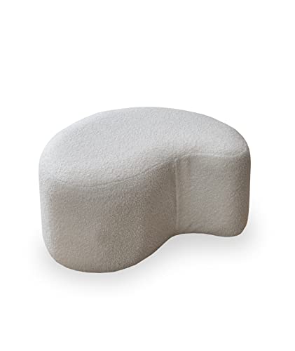 Générique Pouf Tabouret ǀ MIUF siège Pouf ǀ Tabouret Repose-Pieds Tabouret rembourré Salon Chambre antichambre Dressing ǀ 68 x 64 x 36 cm ǀ Tissu bouclé (crème)