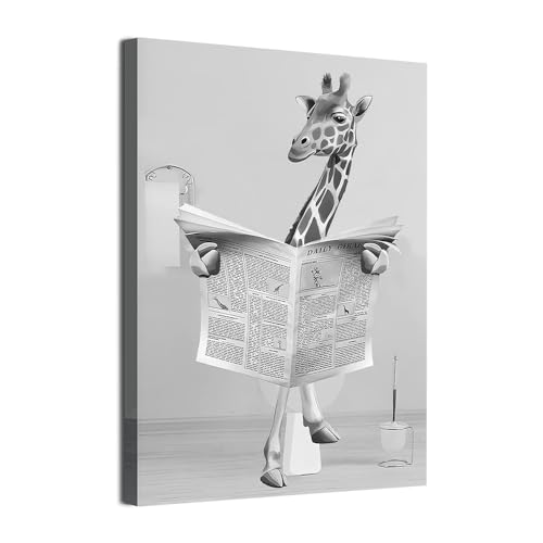 QPLGTU Imágenes de decoración de animales de baño, Interesante Animal Póster Decoración Imágenes, Baño Vaca Póster Decoración Lienzo Pintura, Sin Marco (Estilo 2, 30 x 40 cm x 1)