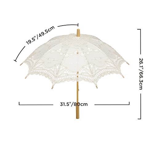 Babeyond Lace Umbrella Parasol Vintage Wedding Bridal Umbrella For Decoration Photo Lady Costume 1920S Party (Apricot) #TOP6
