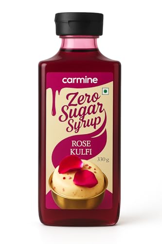 Image of Carmine Zero Sugar Rose Kulfi Syrup - 330g | New & Improved Recipe | Sweetened with Pure Monk Fruit | Natural, Plant-Based Indian Dessert Syrup | No Artificial Sweeteners or Additives